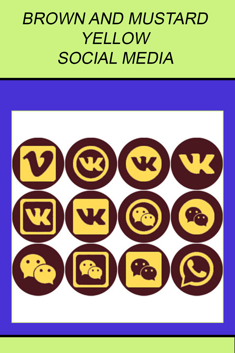 BROWN AND MUSTARD YELLOW SOCIAL MEDIA ICONS pinterest preview image.