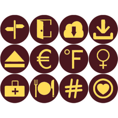 BROWN AND MUSTARD YELLOW SYMBOL ICONS cover image.