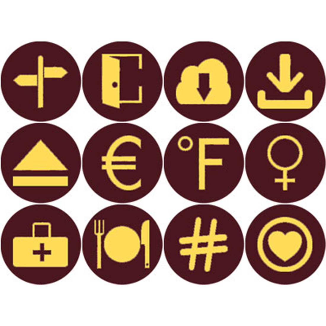 BROWN AND MUSTARD YELLOW SYMBOL ICONS cover image.