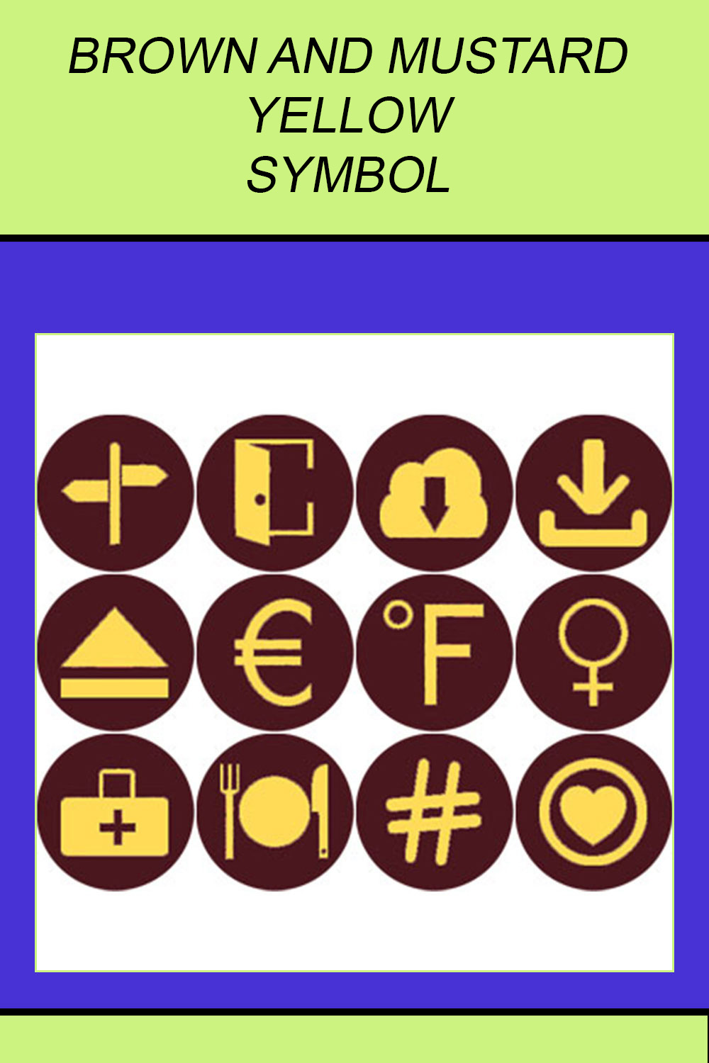 BROWN AND MUSTARD YELLOW SYMBOL ICONS pinterest preview image.