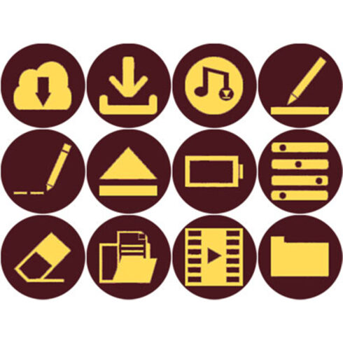 BROWN AND MUSTARD YELLOW TOOL ICONS cover image.