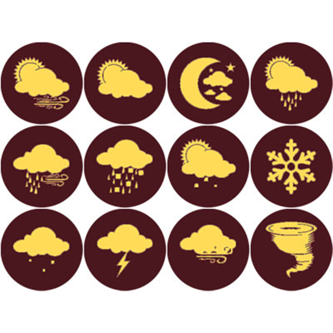 BROWN AND MUSTARD YELLOW WEATHER ICONS cover image.