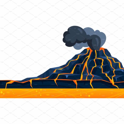 Nature volcano mountain with lava cover image.