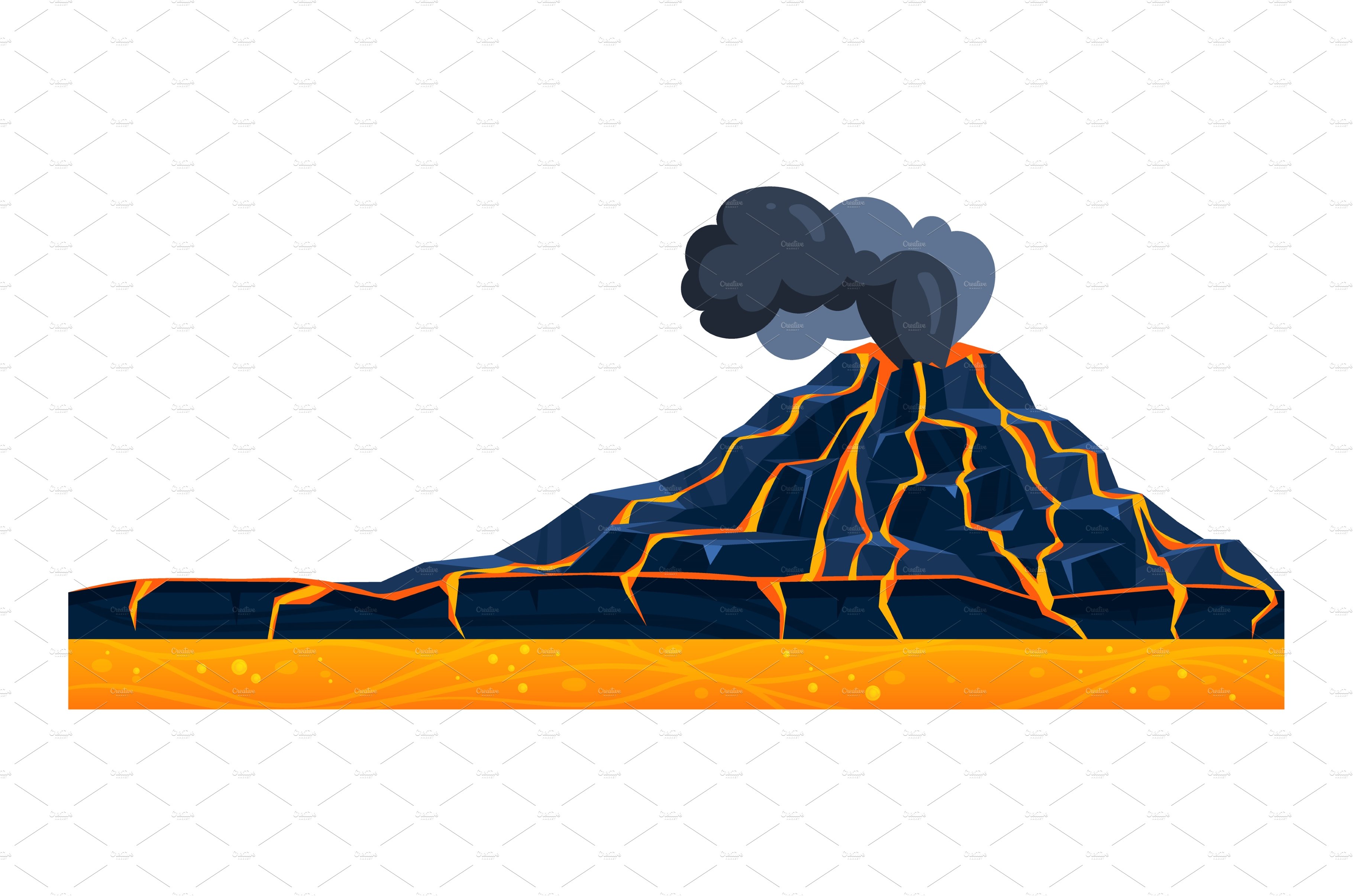 Nature volcano mountain with lava cover image.