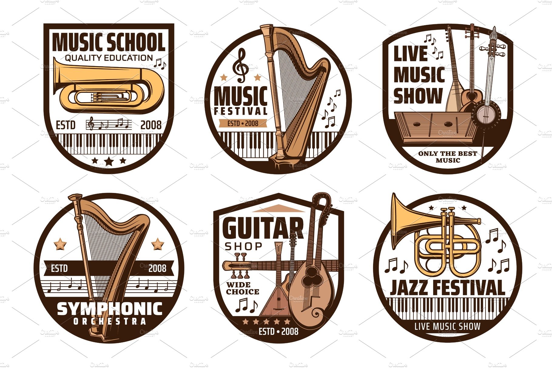 Musical instrument icons cover image.