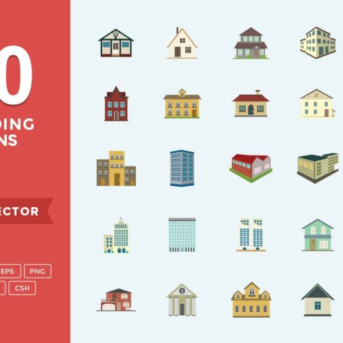 Flat Icons Buildings Set cover image.