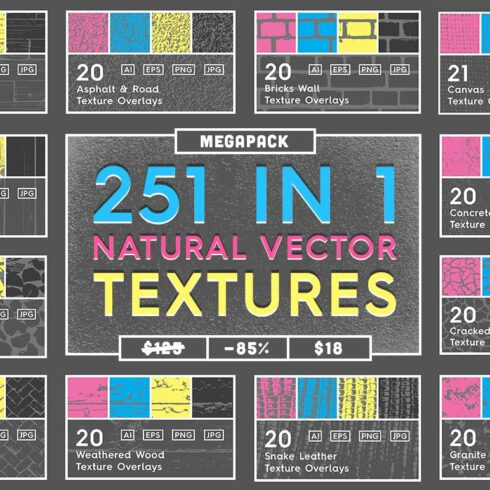251 Natural Vector Textures Megapack cover image.