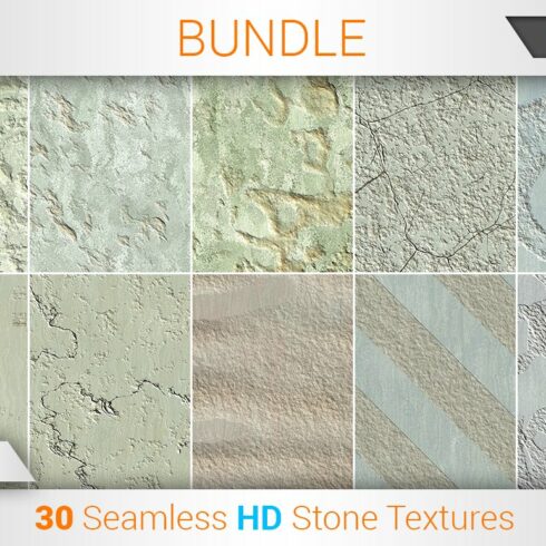 30 Seamless Stone HD Textures Bundle cover image.