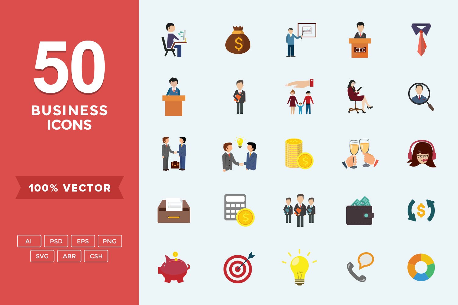 Flat Icons Business Set cover image.