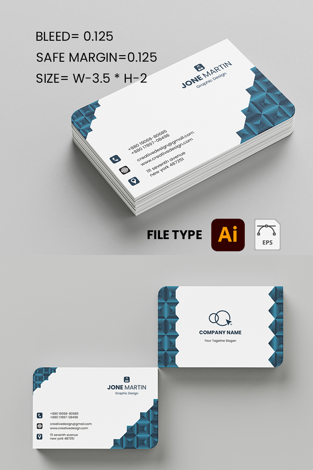 Business Card Template pinterest preview image.