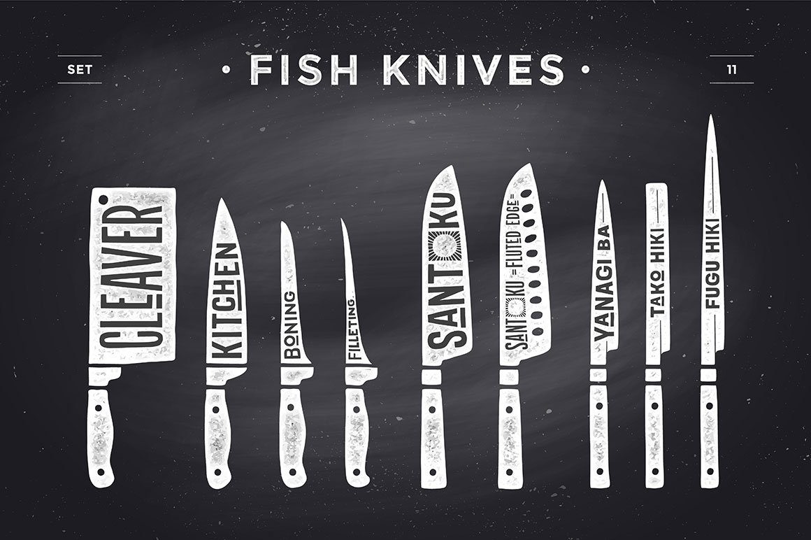 Fish cutting knives set cover image.