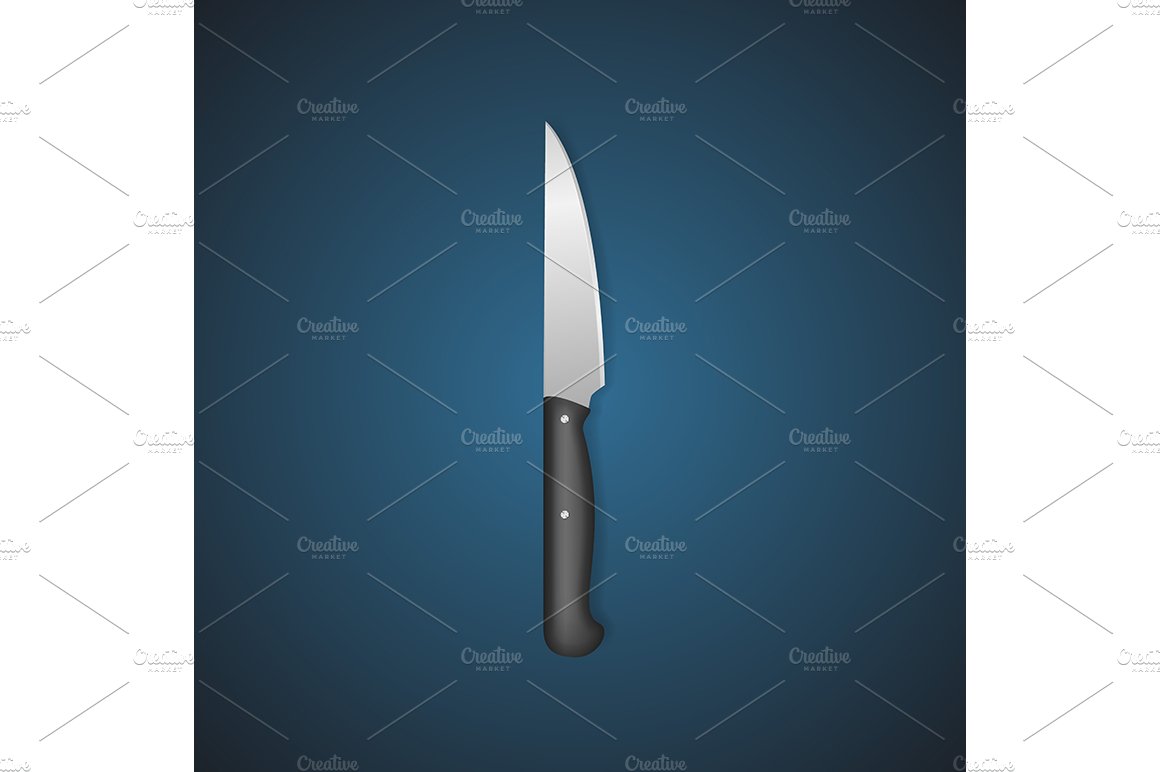 Realistic 3d Butcher Meat Knives Set preview image.