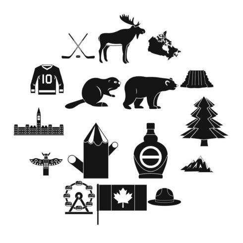 Canada travel icons set cover image.