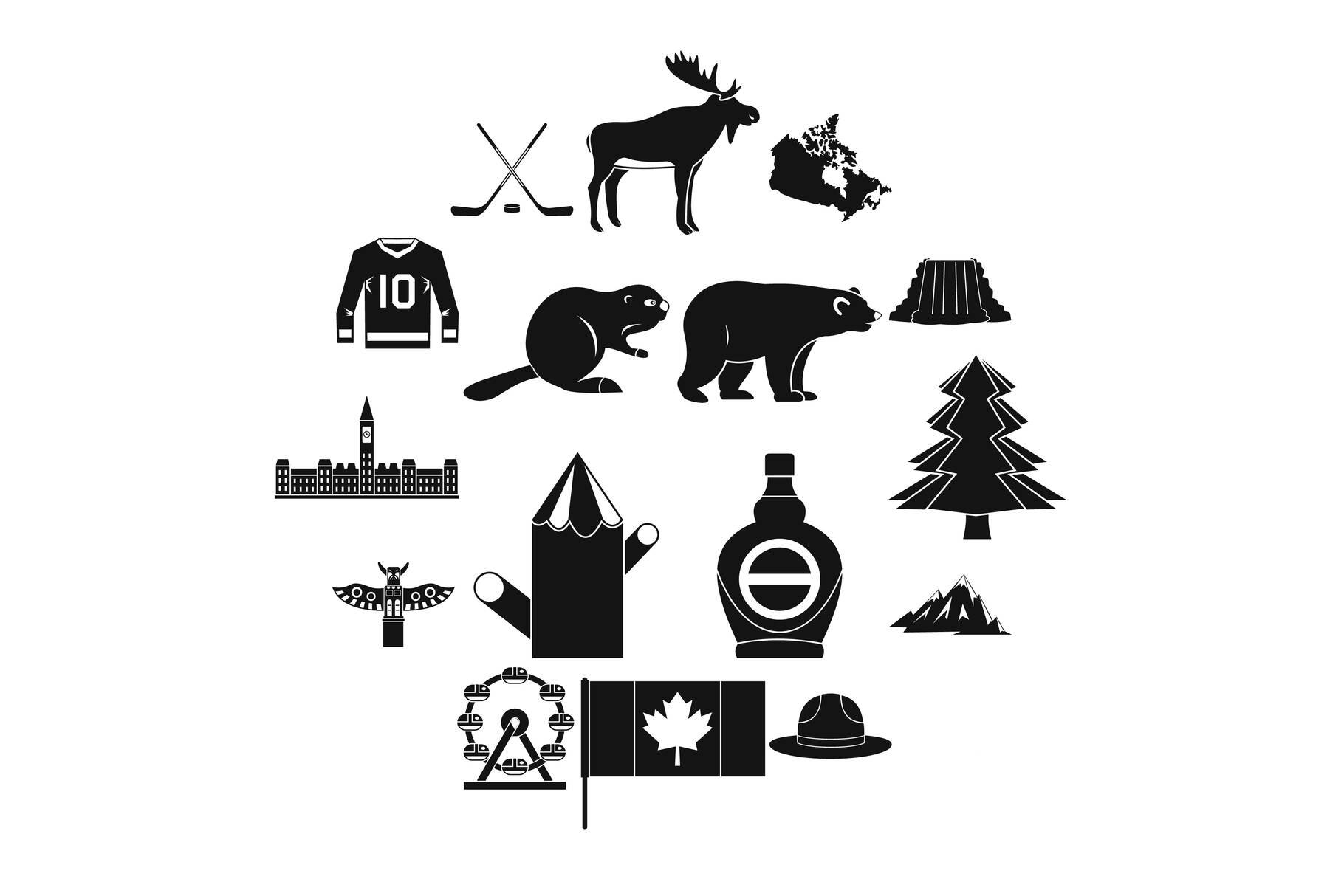 Canada travel icons set cover image.