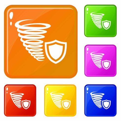 Hurricane protection icons set cover image.