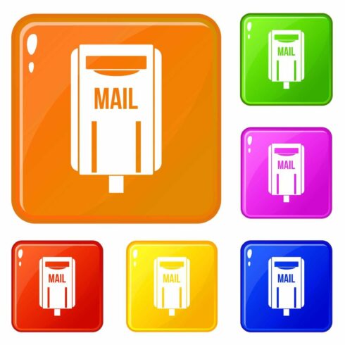 Post box icons set vector color cover image.
