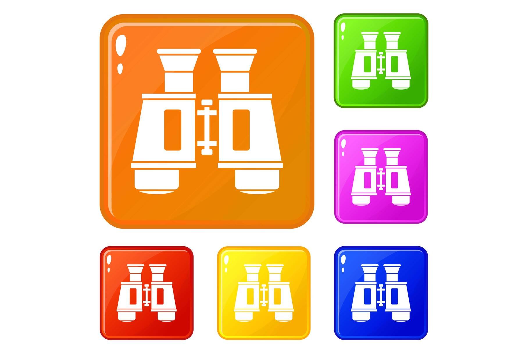 Binoculars icons set vector color cover image.