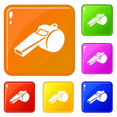 Whistle icons set vector color cover image.