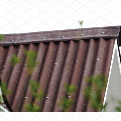 Corrugated roofing roof. Stock cover image.