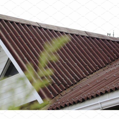 Corrugated roofing roof. Stock cover image.