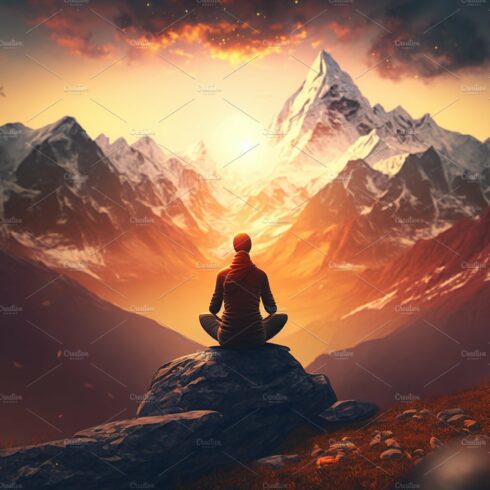 Yoga on mountain top at sunset cover image.