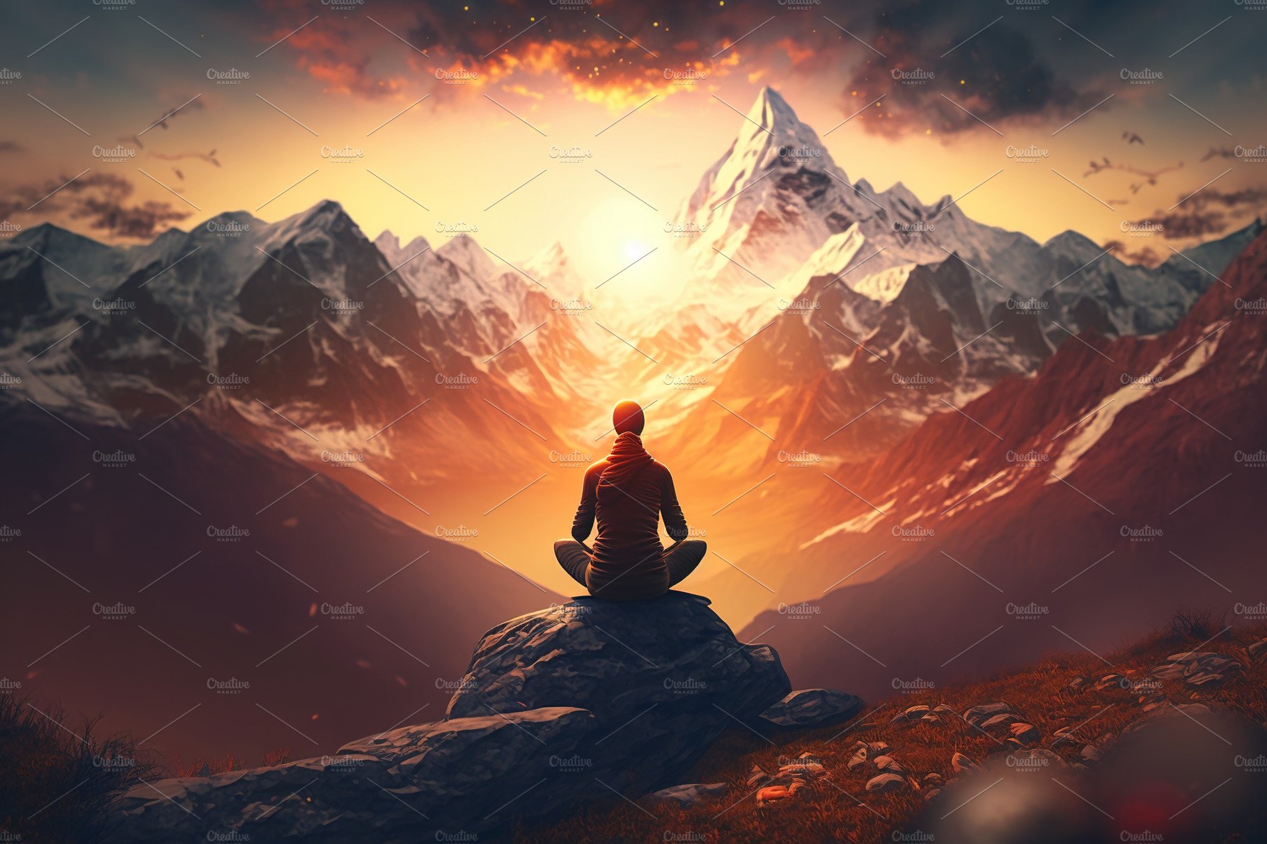 Yoga on mountain top at sunset cover image.