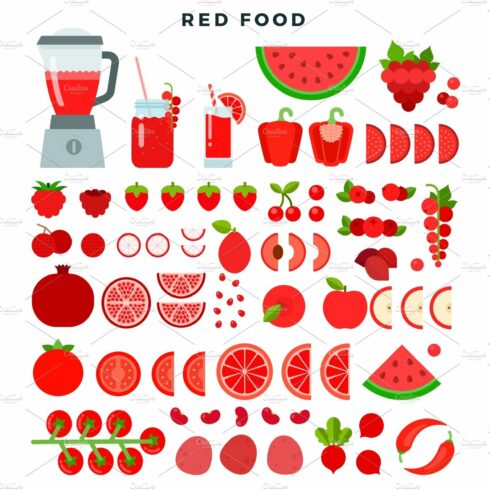 Collection of red food vegetables cover image.