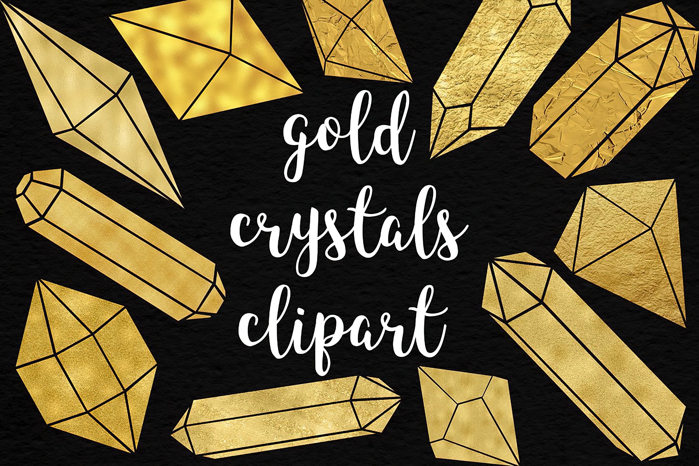 Shimmer Gold Crystals Clipart cover image.