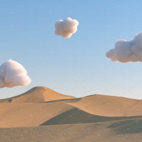 3D illustration. Empty sandy desert cover image.