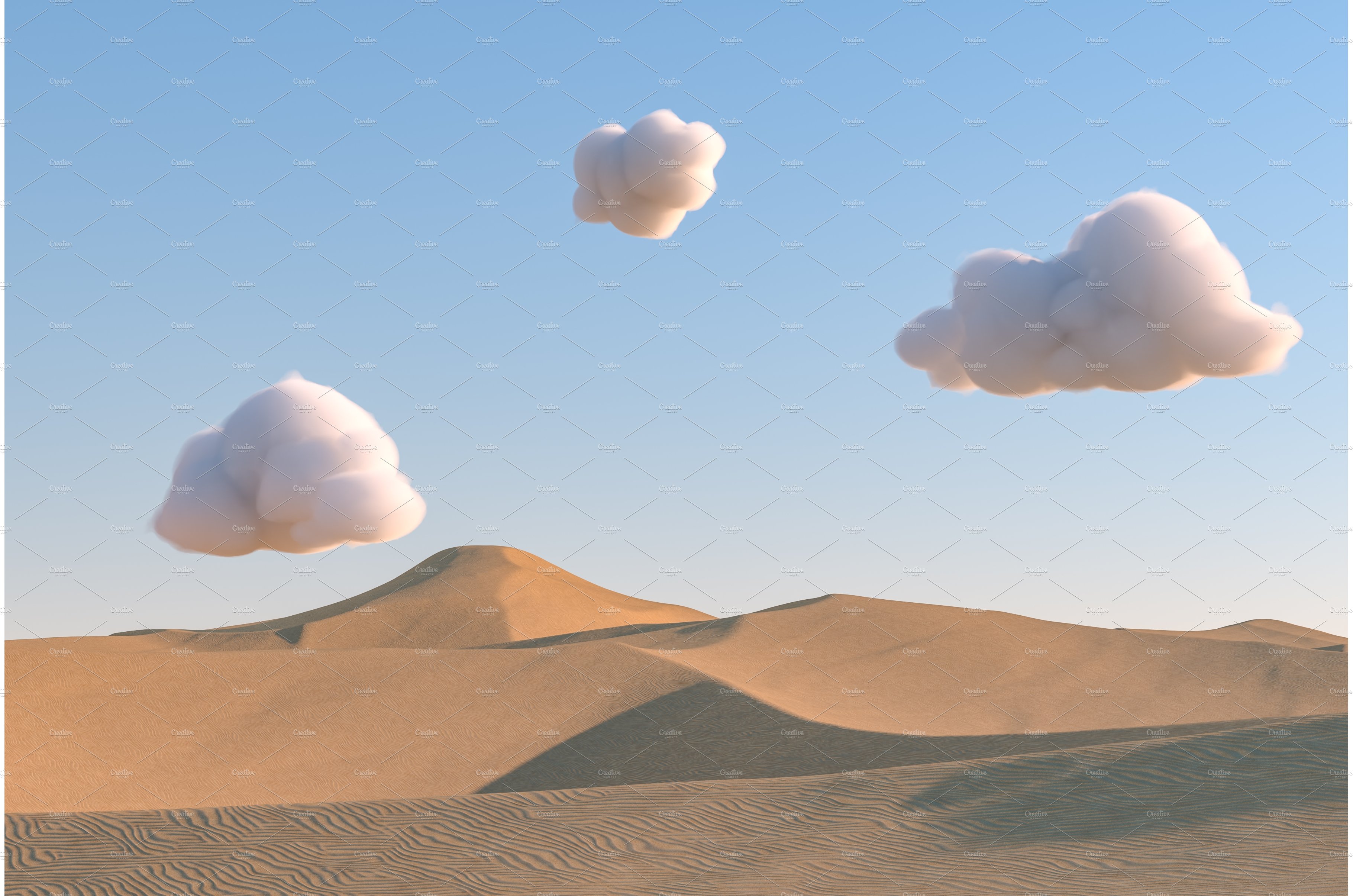 3D illustration. Empty sandy desert cover image.