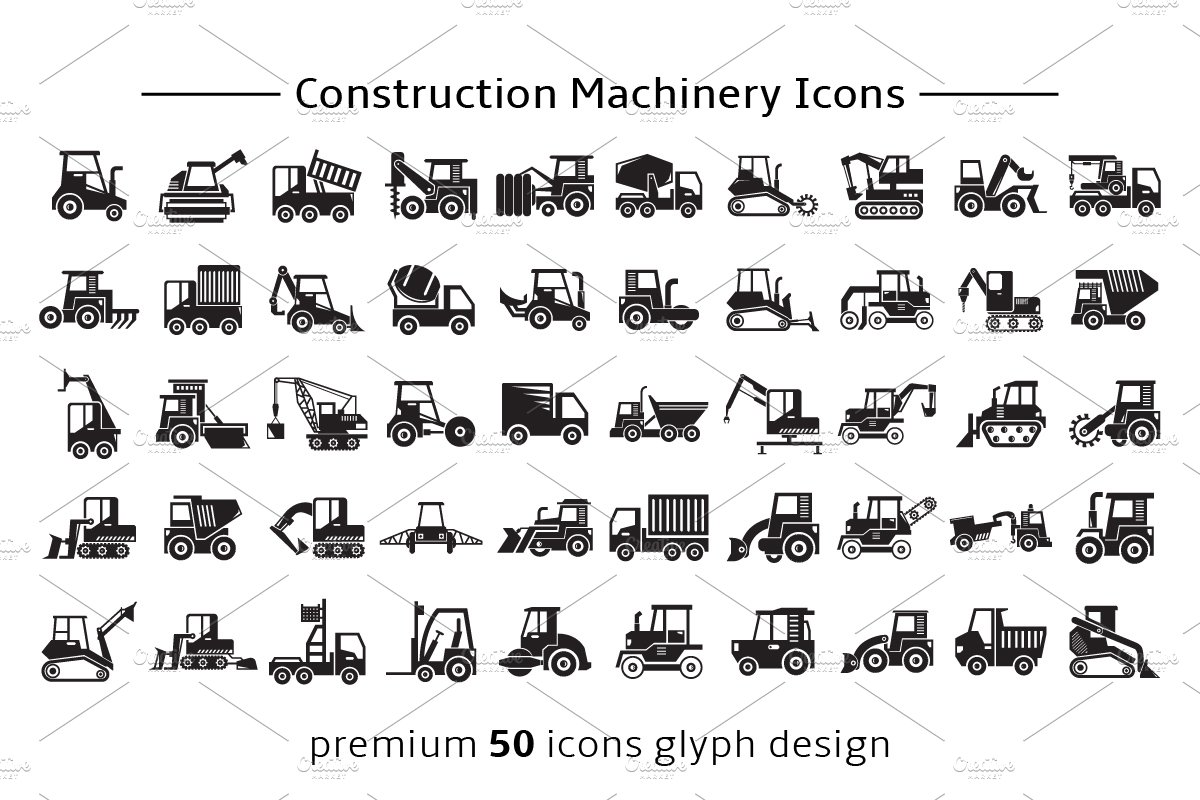 Construction Machine Equipment Icons preview image.