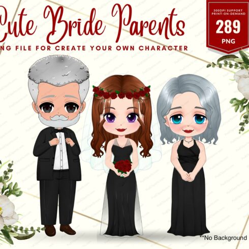 Wedding Bride with ParentClipart PNG cover image.