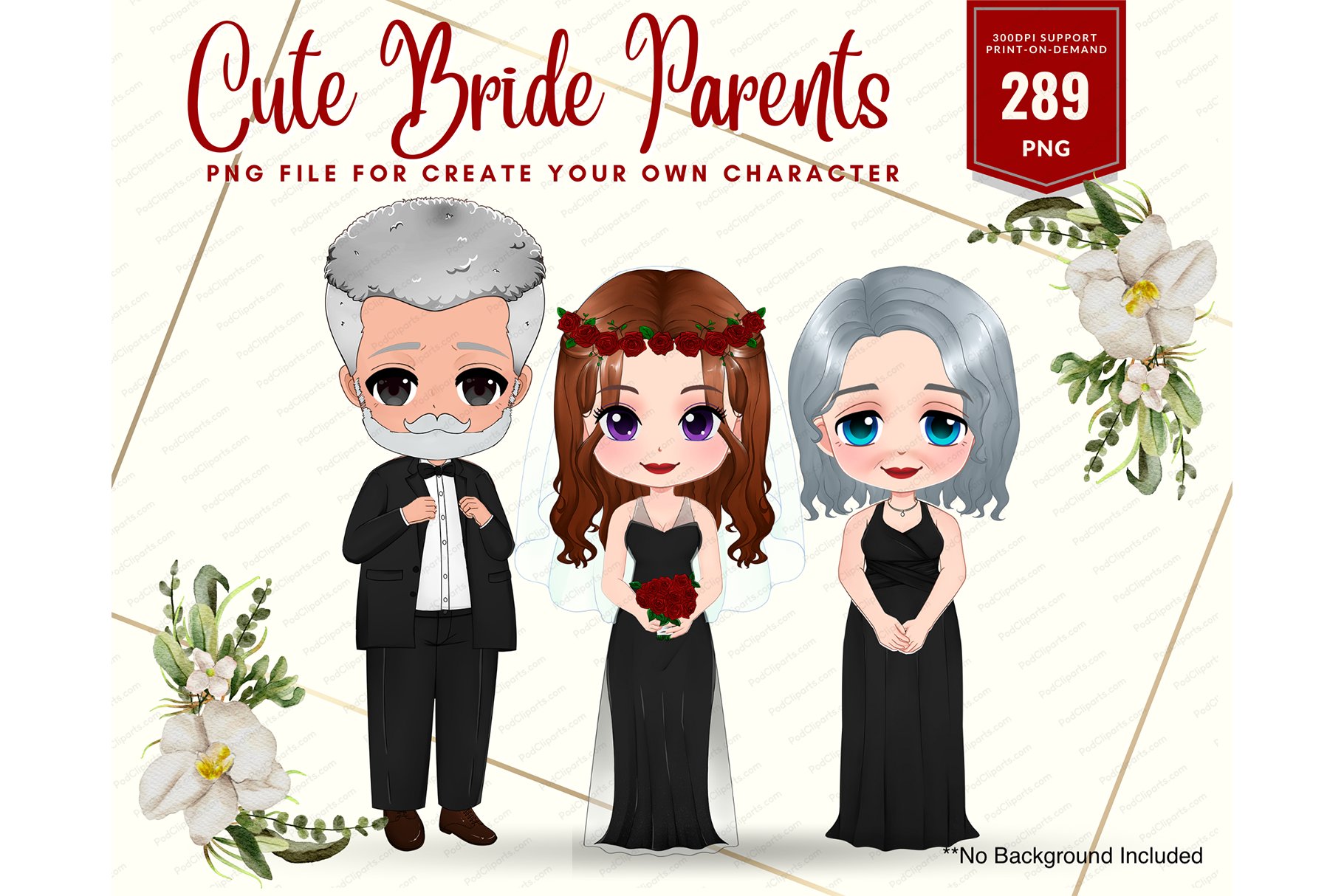 Wedding Bride with ParentClipart PNG cover image.