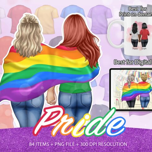 Lesbian clipart, Couple Clipart PNG cover image.