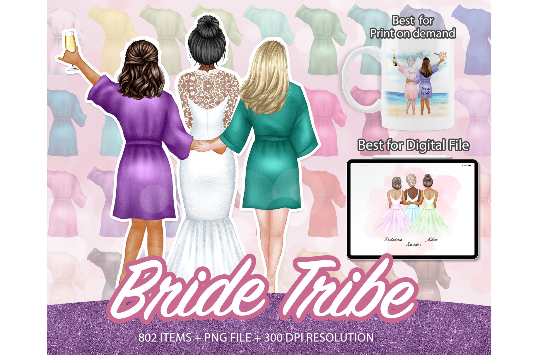 Bridesmaid, Wedding Clipart PNG cover image.