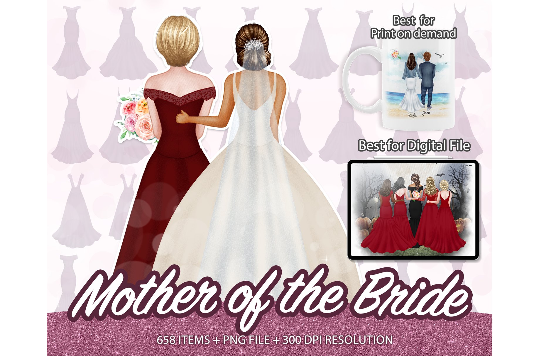 Mother of the Bride Clipart PNG cover image.