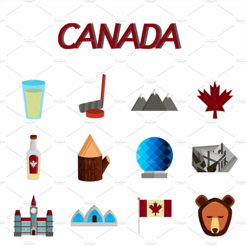 Canada flat icons set cover image.