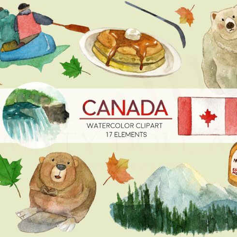 Watercolor Canada Travel Clipart cover image.