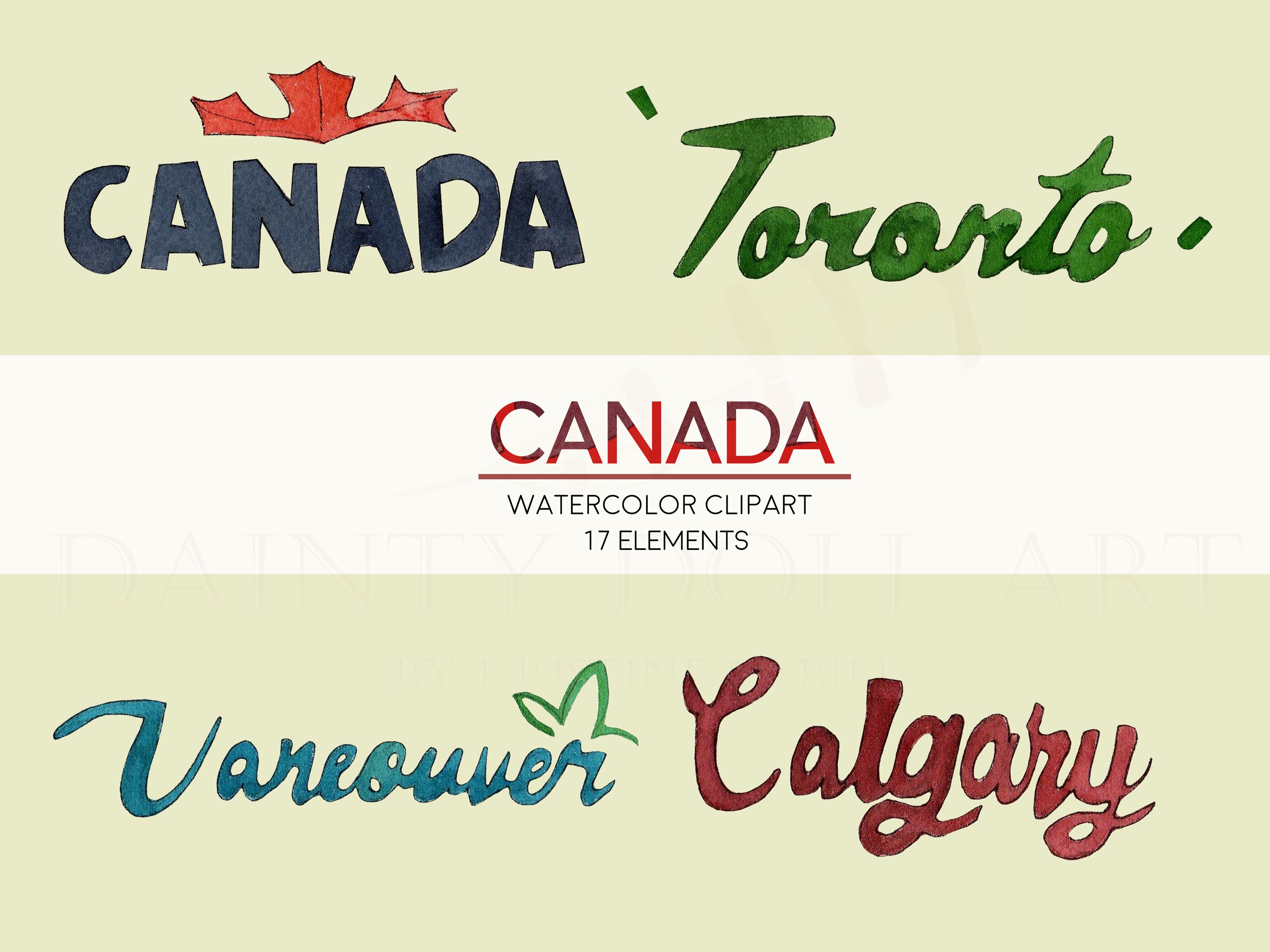 Watercolor Canada Travel Clipart preview image.