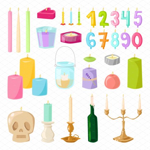 Vector candles isolated set cover image.