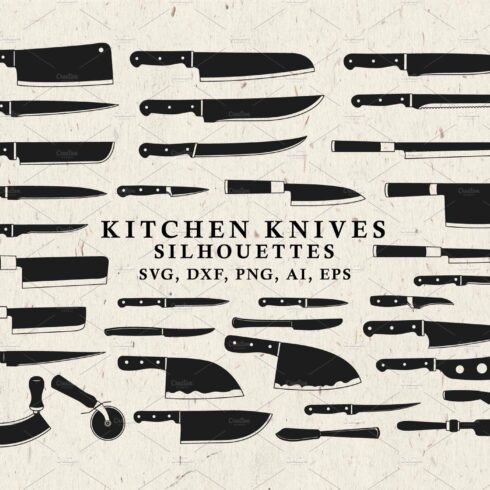 Kitchen Knives Silhouettes in Vector cover image.