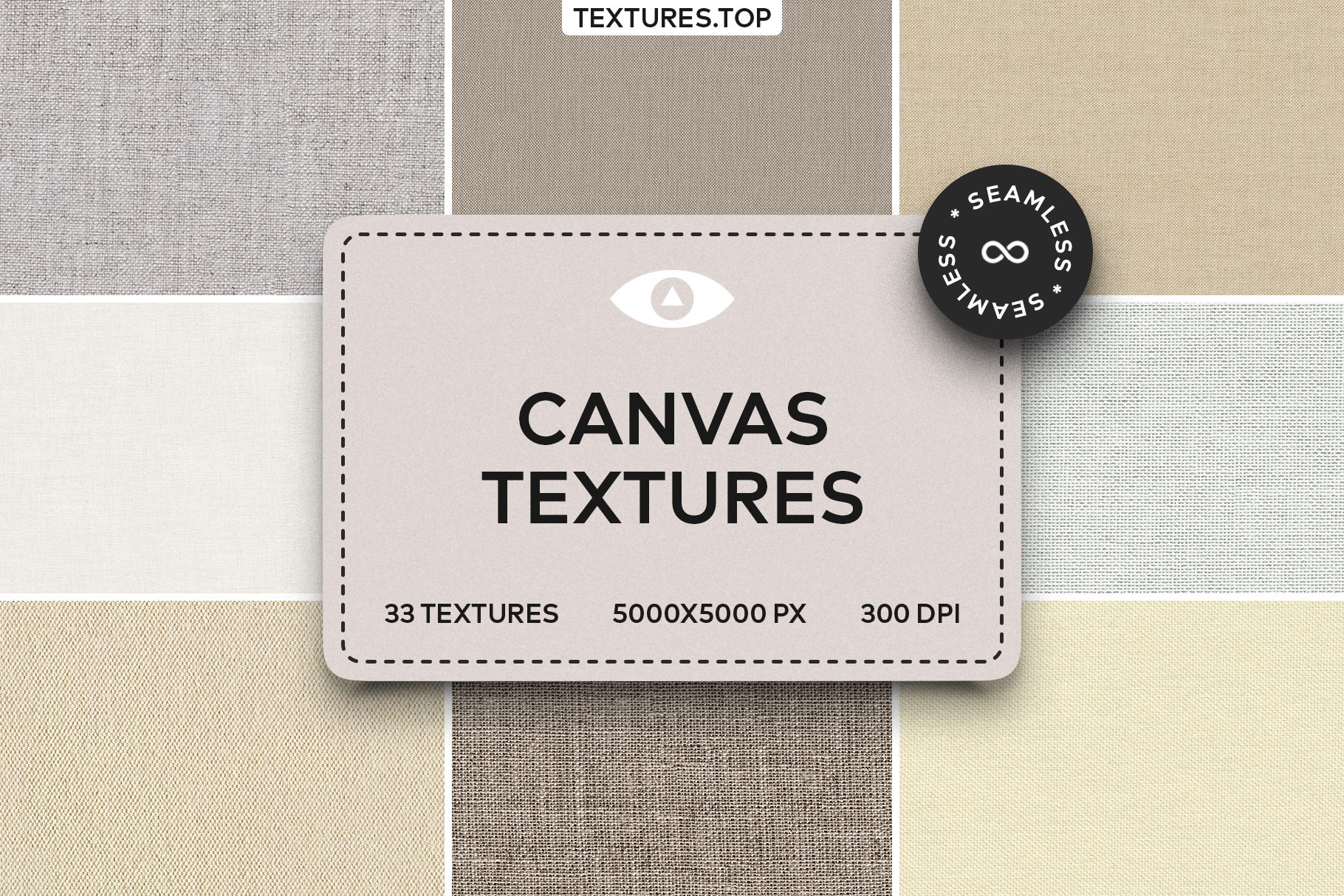 33 Seamless Canvas Texture Pack cover image.
