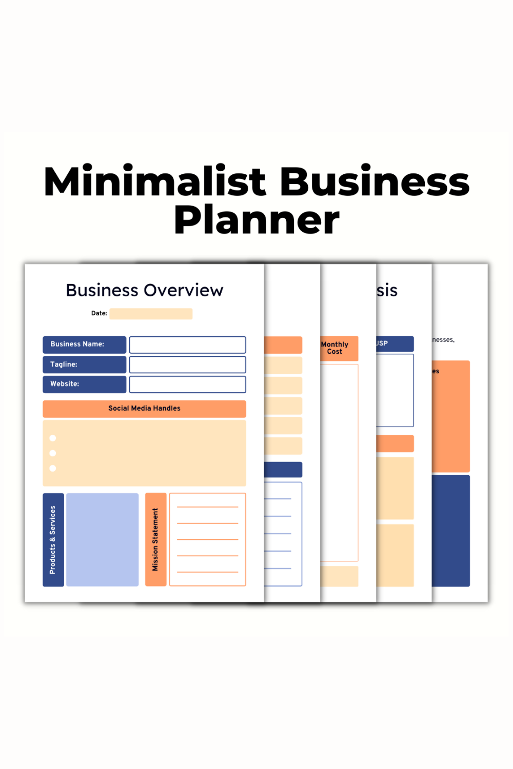 Minimalist Business Planner Canva Template pinterest preview image.