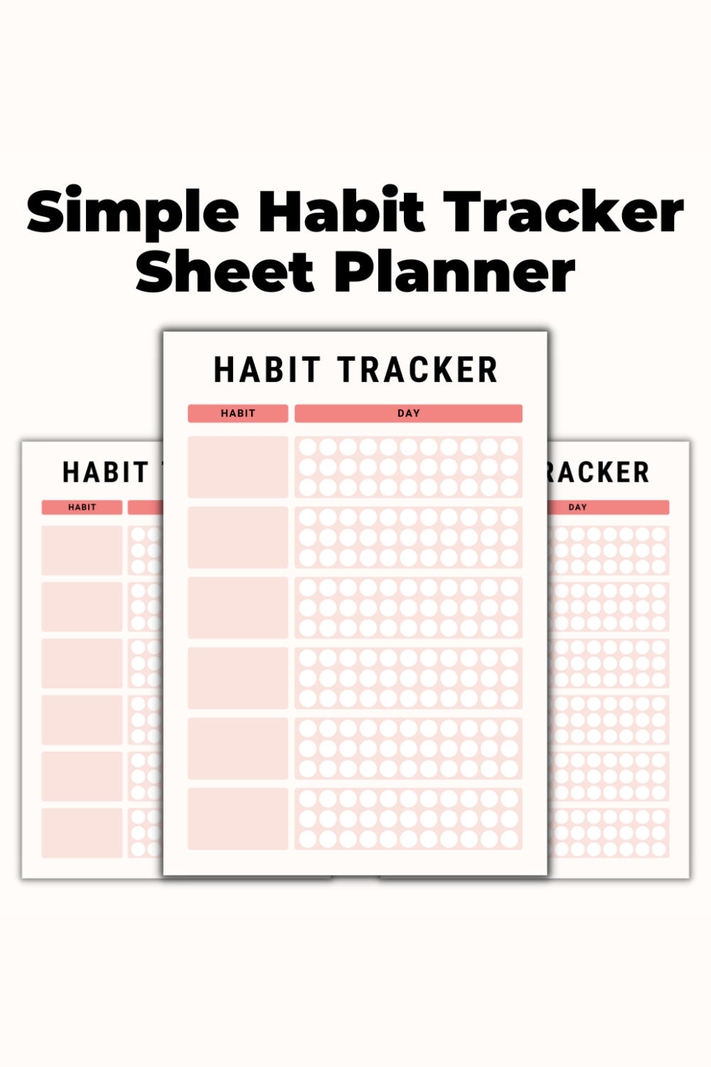 Simple Habit Tracker Sheet Planner pinterest preview image.