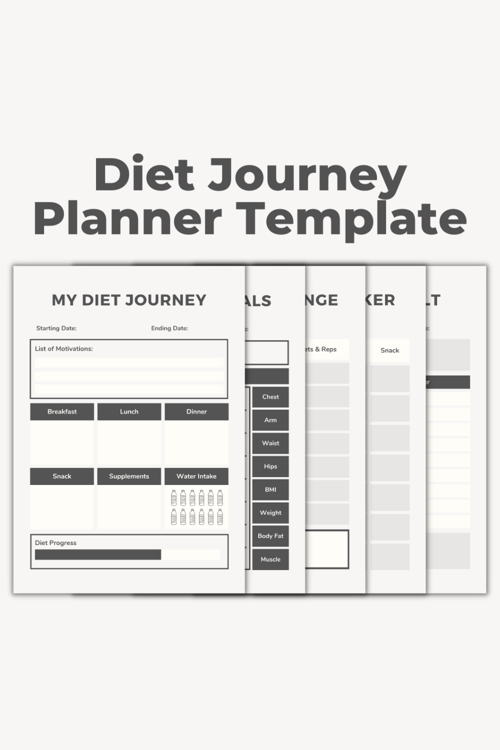 Diet Journey Planner Template pinterest preview image.