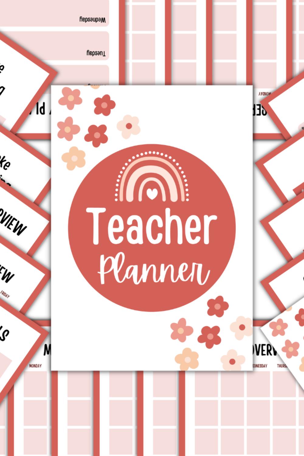 Teacher Planner Canva Template pinterest preview image.