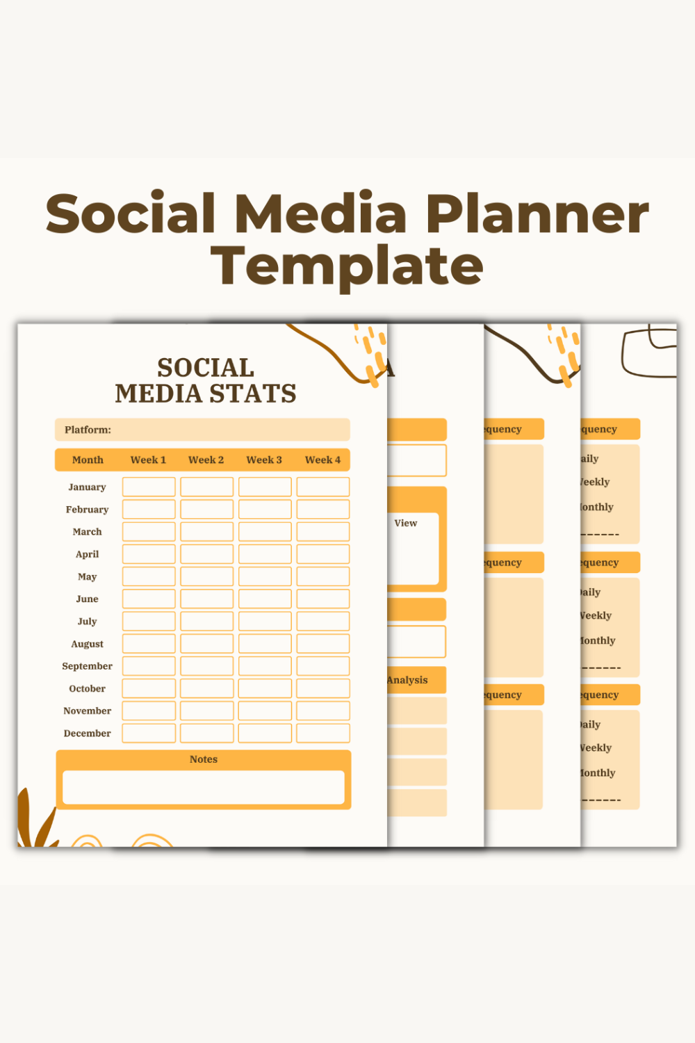 Social Media Planner Canva Template pinterest preview image.