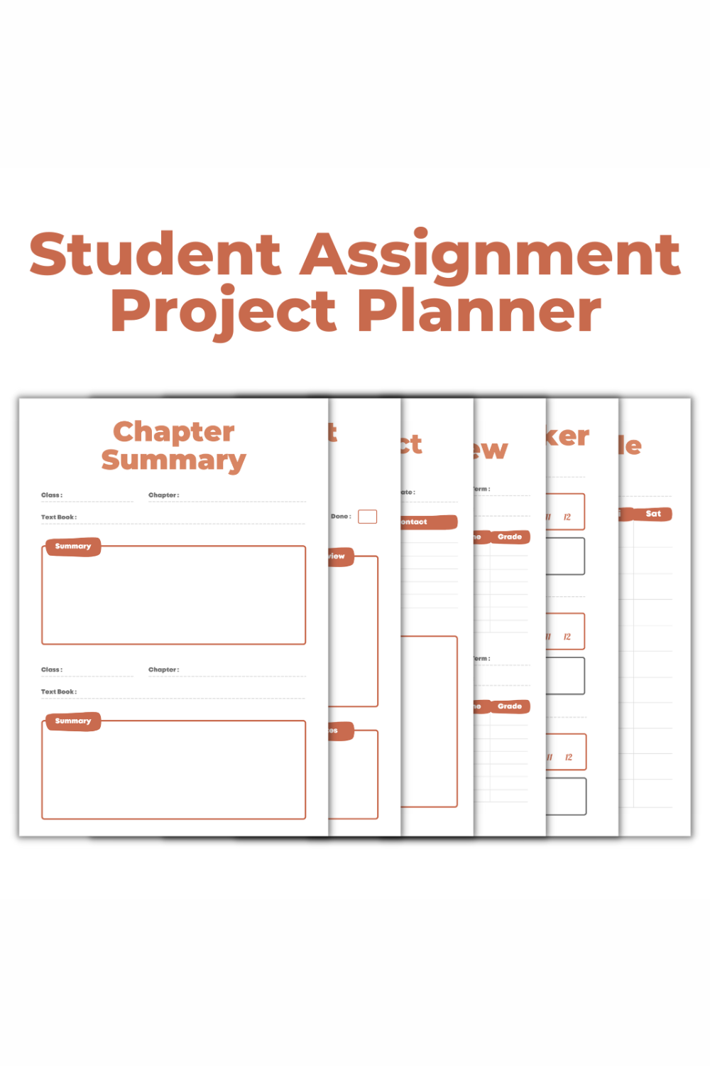 Minimalist Student Assignment Project Planner Template pinterest preview image.