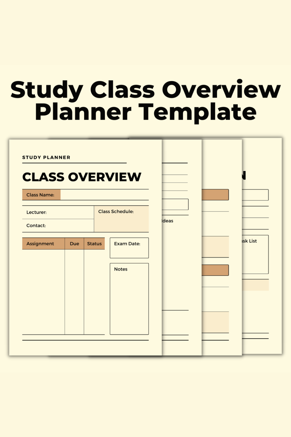 Study Class Overview Planner Canva Template pinterest preview image.