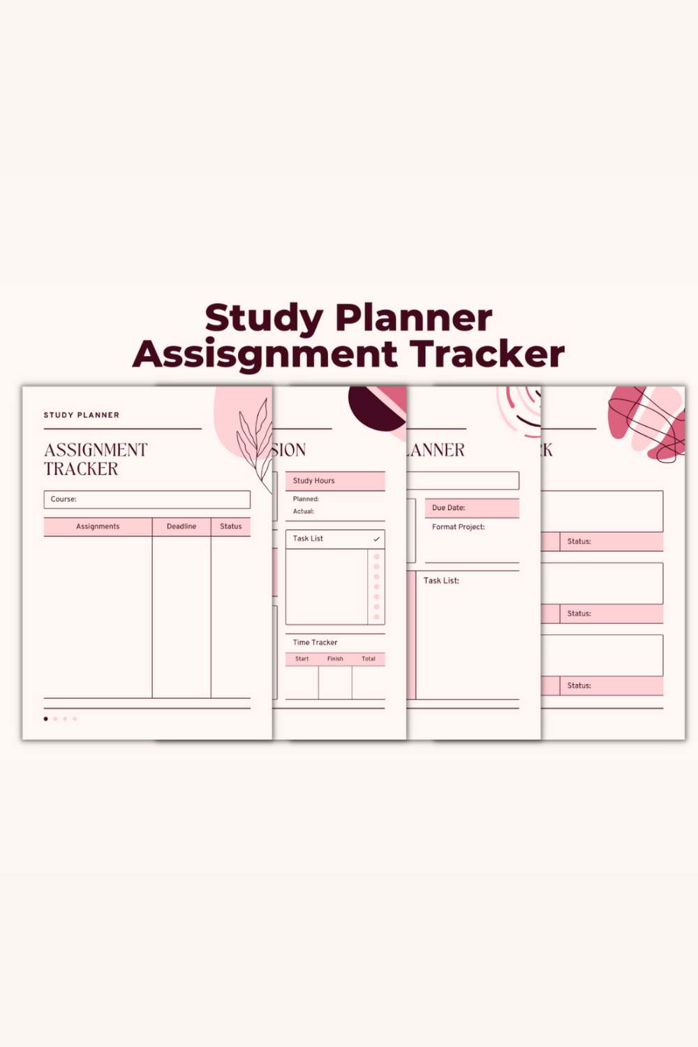 Study Planner Assignment Tracker Template pinterest preview image.